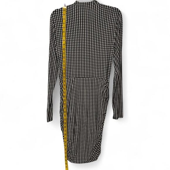 Veronica Beard Mizani Houndstooth Ruched Long Sleeve Dress (L) - Picture 10 of 15